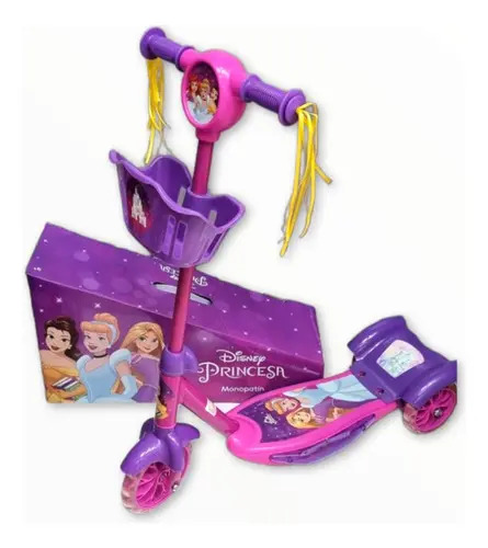 Monopatin Canasto Disney Princesas Sebigus Nena Rosa Con Luz Y Sonido 12013