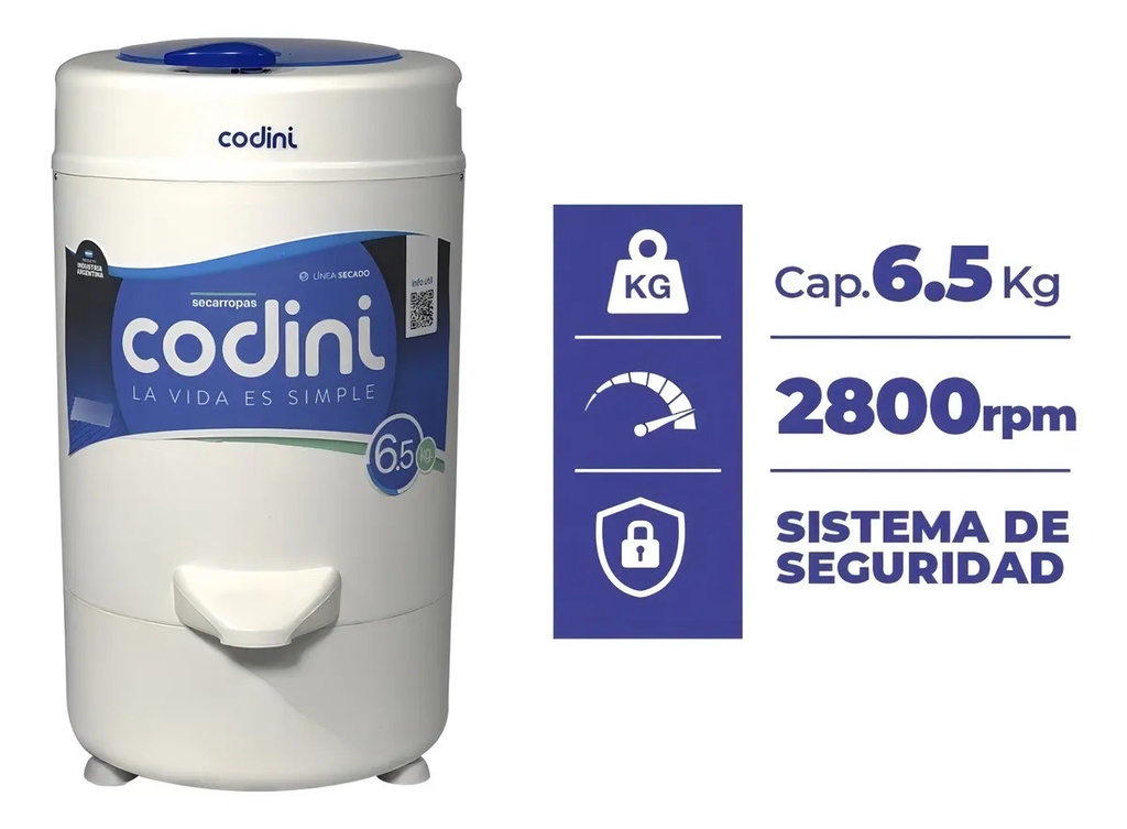 Secarropas Codini Advance Ad61 - 6.1kg Color Blanco