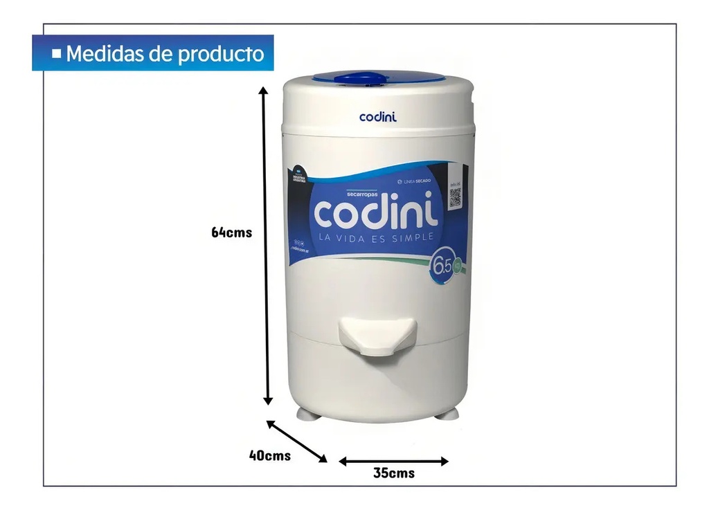 Secarropas Codini Advance Ad61 - 6.1kg Color Blanco