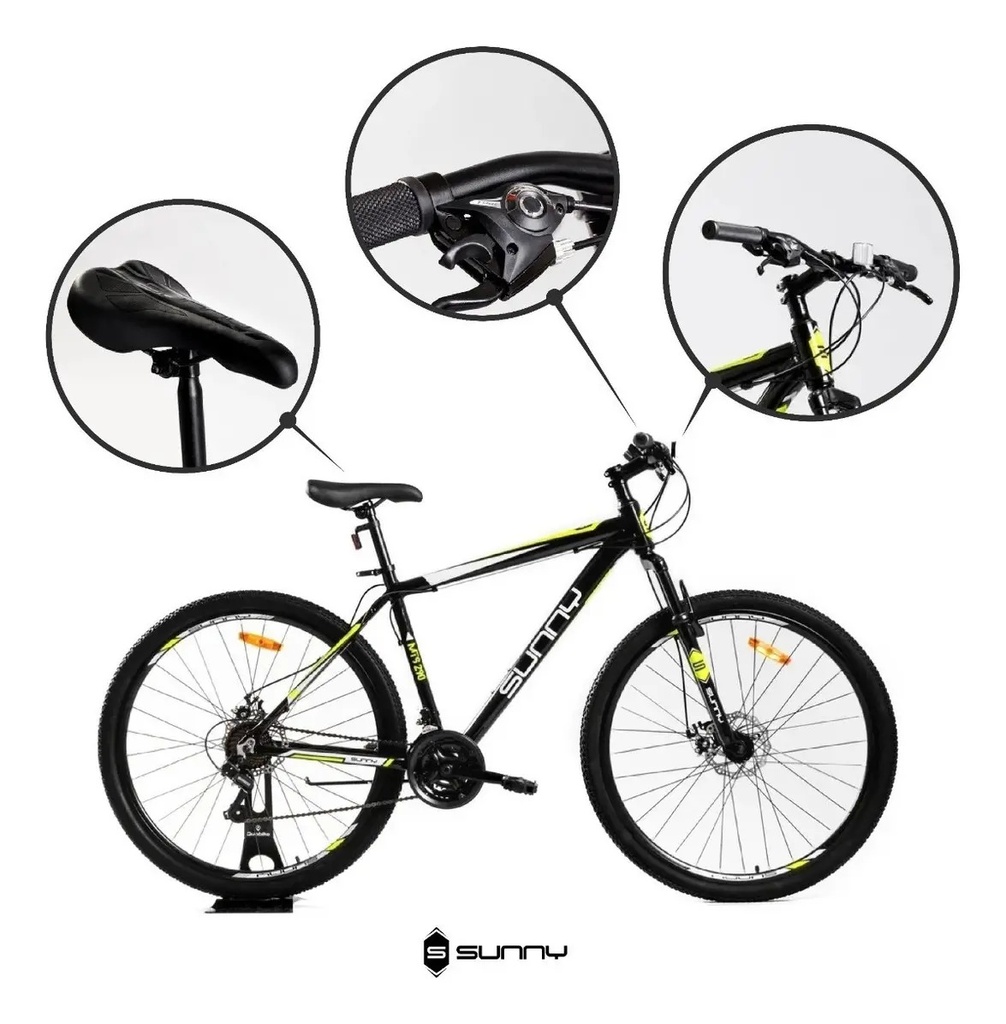 Bicicleta Sunny Modelo Mts 290 Rodado 29 Negro/amarillo Negro Sm