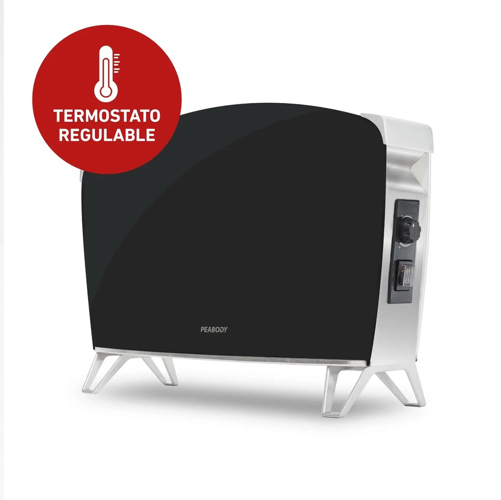 Vitroconvector Peabody Doble Vidrio 1500w Negro Pe-bvc15 P1 Negro