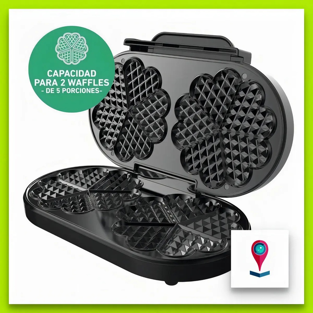 Peabody Pw-wm187xl Doble 2 Wafles 1200w Antiadherente Negro