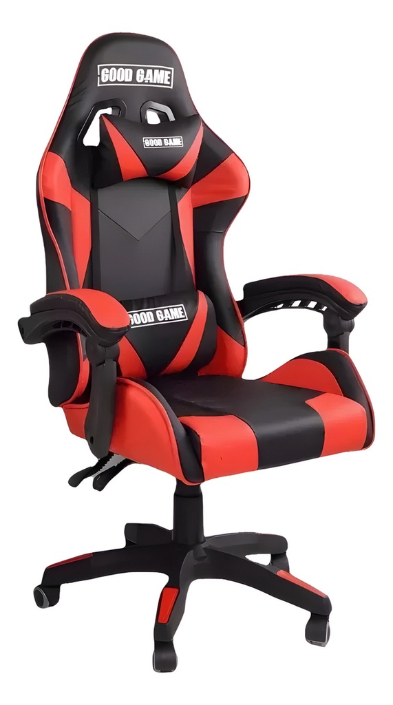 Silla De Escritorio Good Game Pro Ergonómica  Negra Y Roja Negro Cuero Sintético