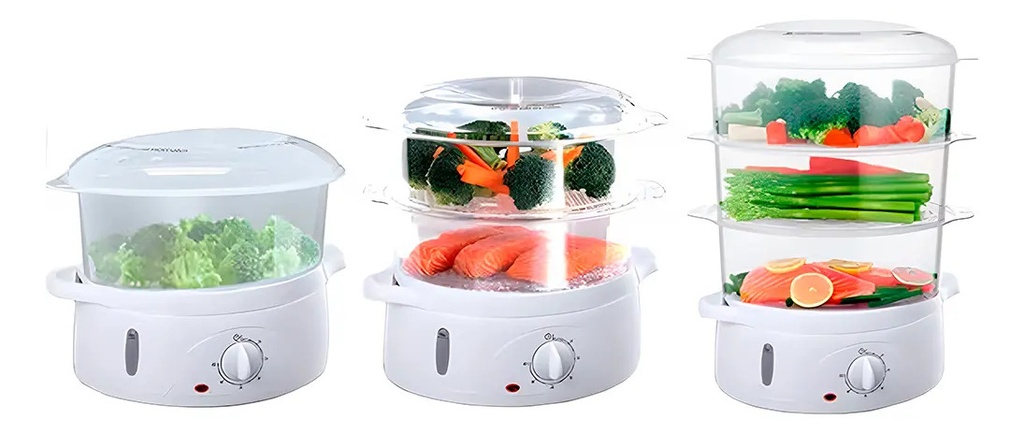Vaporera Vitta 3 Bandejas 800w Temporizador Vap-fs003 - Blanco
