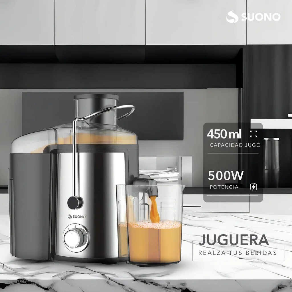 Extractor Exprimidor De Jugo Eléctrico Suono 500w 450 Ml Color Plateado
