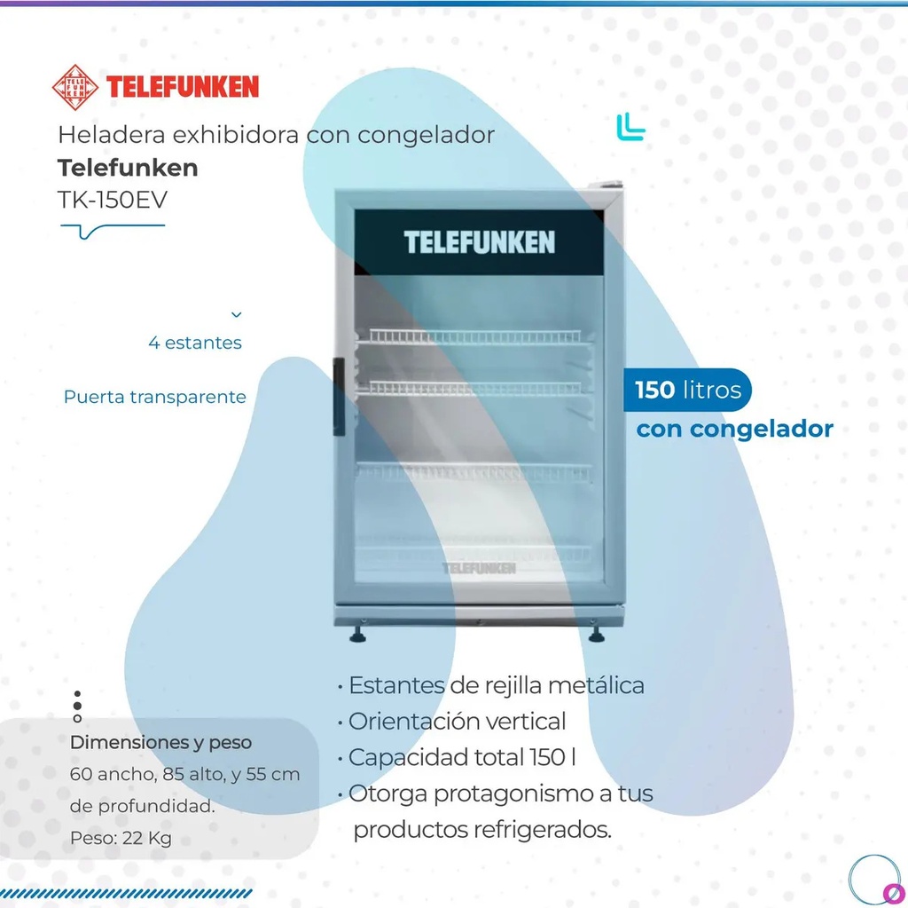 Heladera Exhibidora Telefunken 150l Premium Color Blanco
