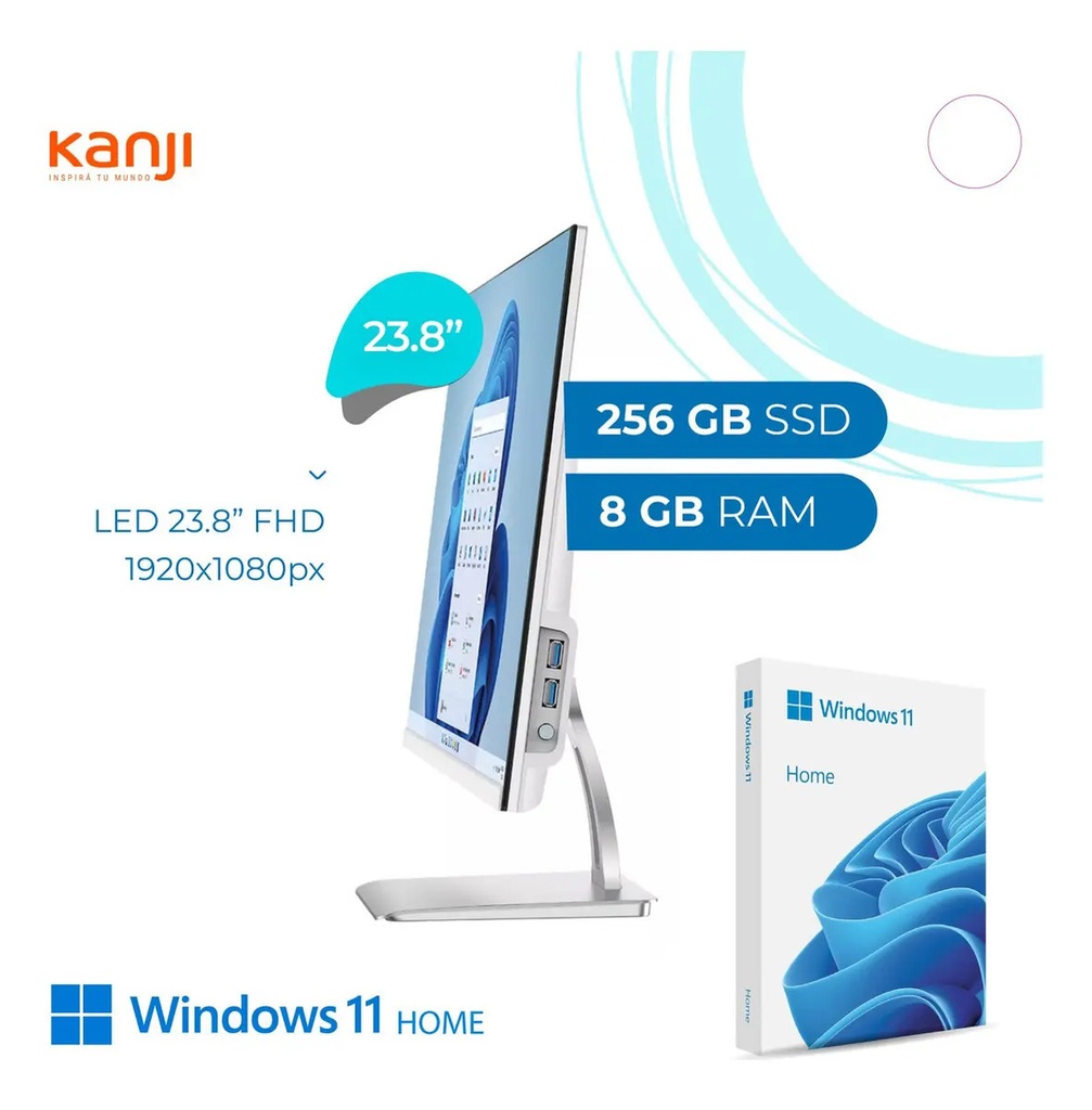 Pc All In One Kanji Core I3 256g Ssd 8gb 1080p Full Hd Color Blanco