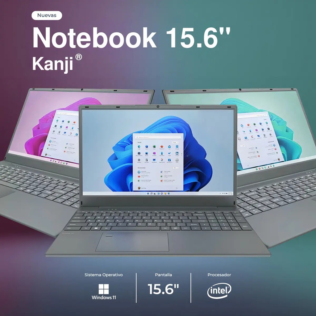 Notebook Kanji 15.6 Intel Celeron N4020 128gb Emmc 4gb Ram Color Negro