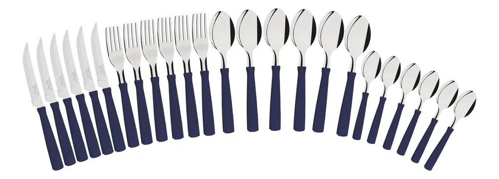 Juego Cubiertos 24 Piezas Tramontina New Kolor Cocina Azul Azul
