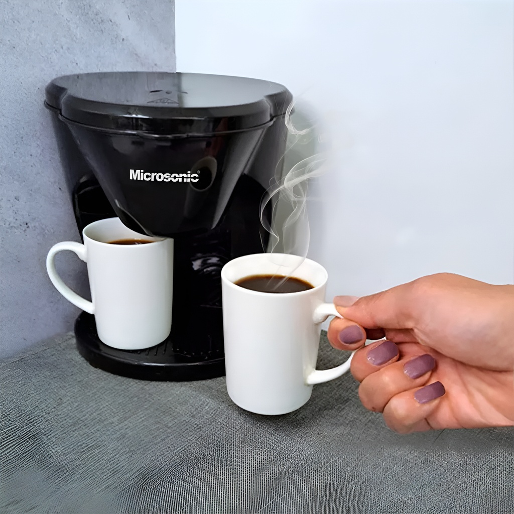 Cafetera Electrica Microsonic Doble Goteo 2 Tazas De Regalo Negro