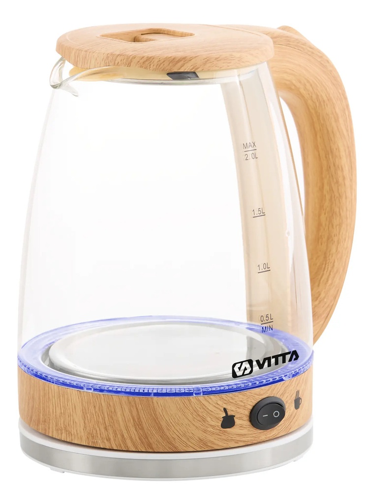 Pava Eléctrica Vitta Corte Mate Vidrio Simil Madera 2l 1500w - Madera