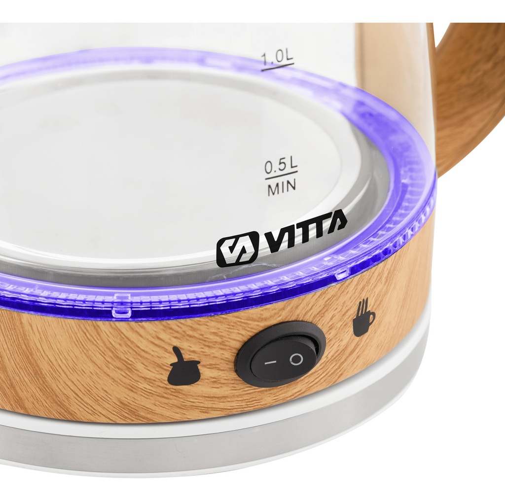 Pava Eléctrica Vitta Corte Mate Vidrio Simil Madera 2l 1500w - Madera