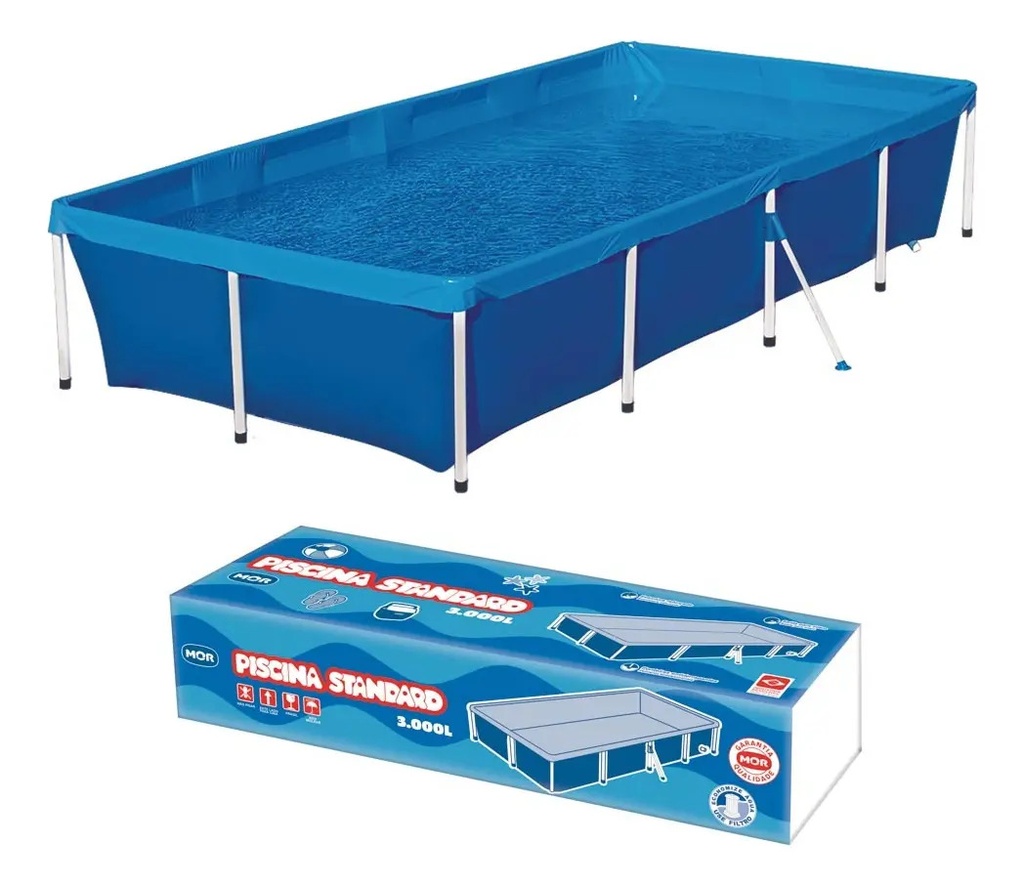 Pileta Lona Estructural Rectangular 3000 Lts Mor Azul Liso