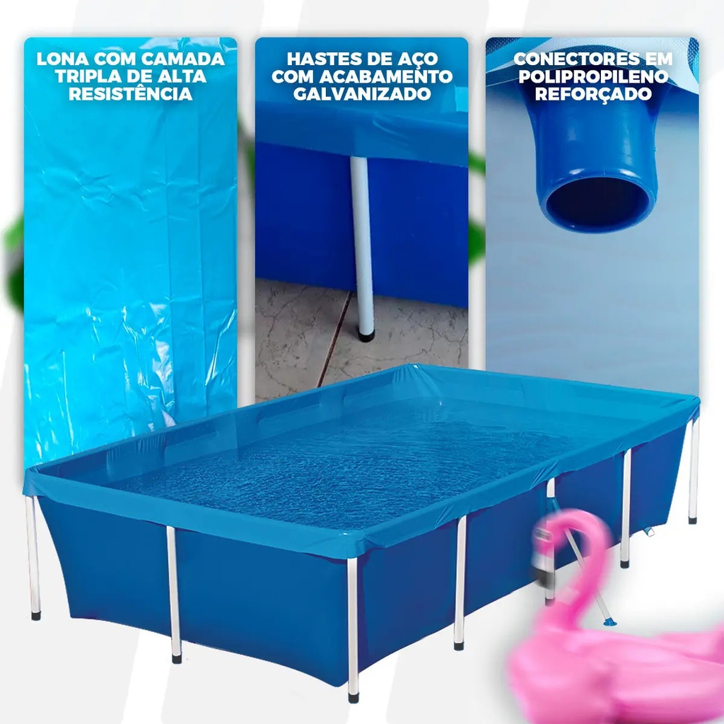 Pileta Lona Estructural Rectangular 3000 Lts Mor Azul Liso