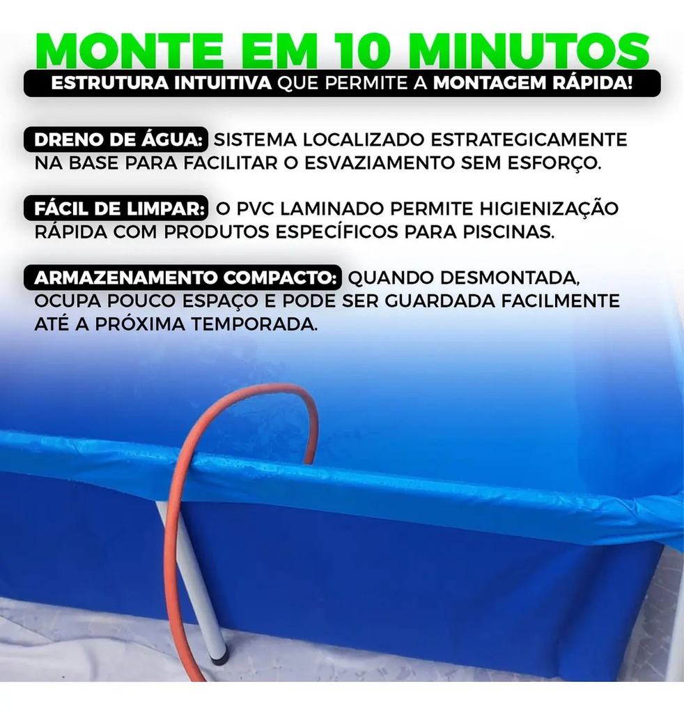 Pileta Lona Estructural Rectangular 3000 Lts Mor Azul Liso