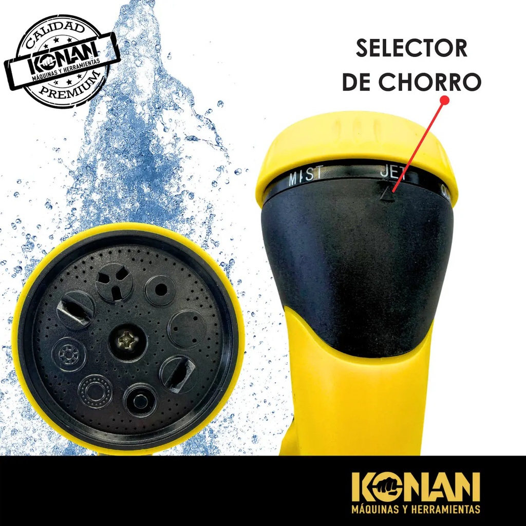 Pistola De Riego Con 3 Accesorios 1/2 Konan 8 Opciones