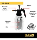 Pulverizador Manual Konan 1.5l Boquilla Ajustable Jardín Limpieza Blanco