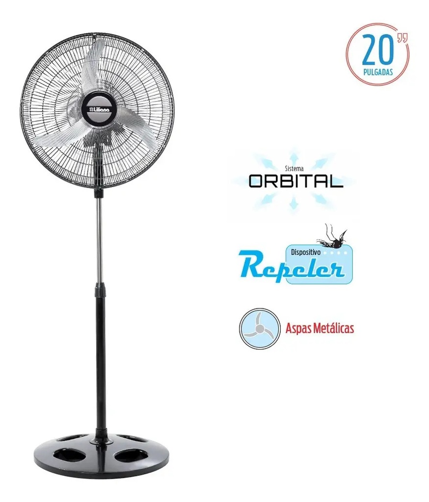 Ventilador De Pie Liliana Vpm2016 20  Aspas Metálicas 220v 50.8 Cm Negro Plateado Metal 3