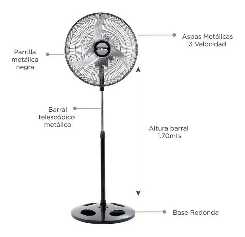 Ventilador De Pie Liliana Vpm2016 20  Aspas Metálicas 220v 50.8 Cm Negro Plateado Metal 3
