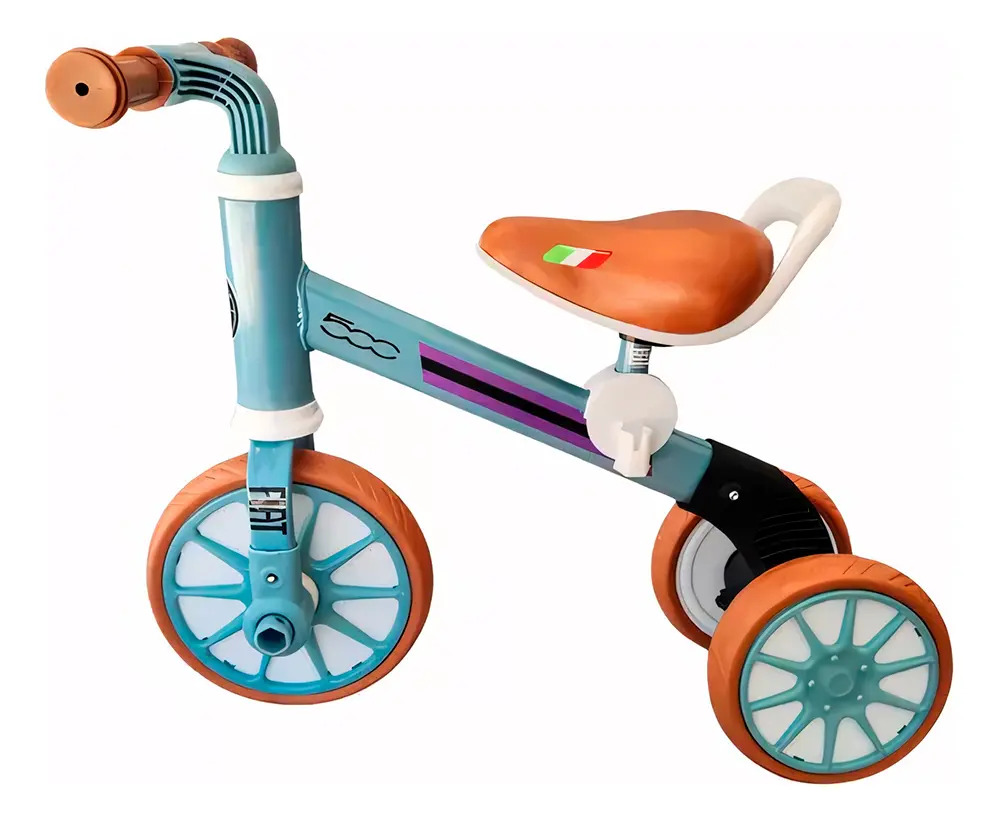 Triciclo Infantil Fiat 500 2 En 1 Convertible  035q Aqua