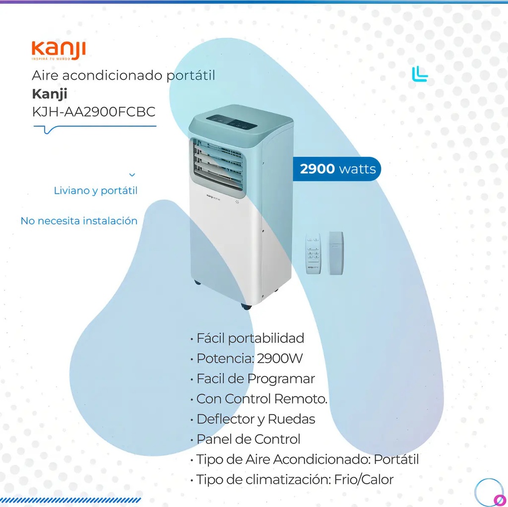 Aire Acondicionado Portatil Kanji 2900 Watts Kjh-aa2900fcbc Color Blanco