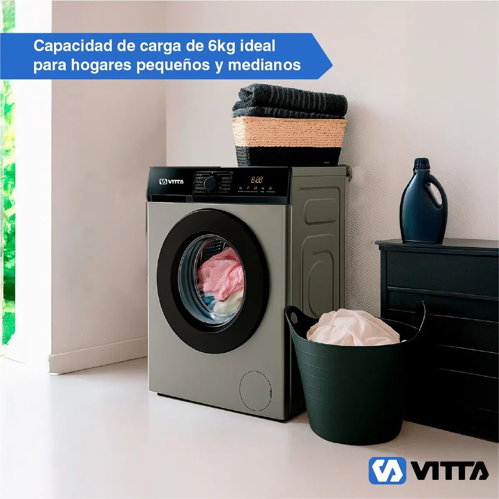 Lavarropas Vitta Inverter 6kg Silver 1200 Rpm Vit-wmcfwt Blanco