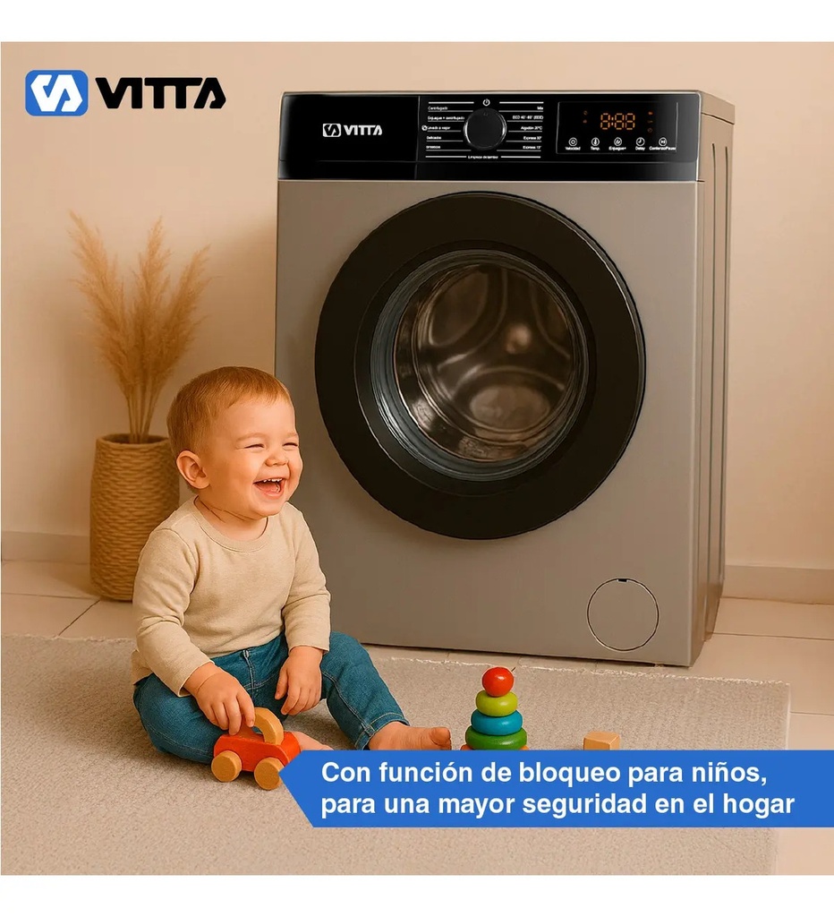 Lavarropas Vitta Inverter 6kg Silver 1200 Rpm Vit-wmcfwt Blanco