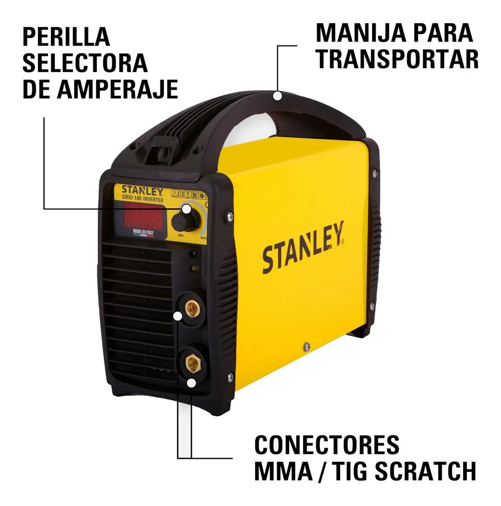 Soldadora Inverter Stanley Sirio 140 Origen Italia 130 Amp Amarillo