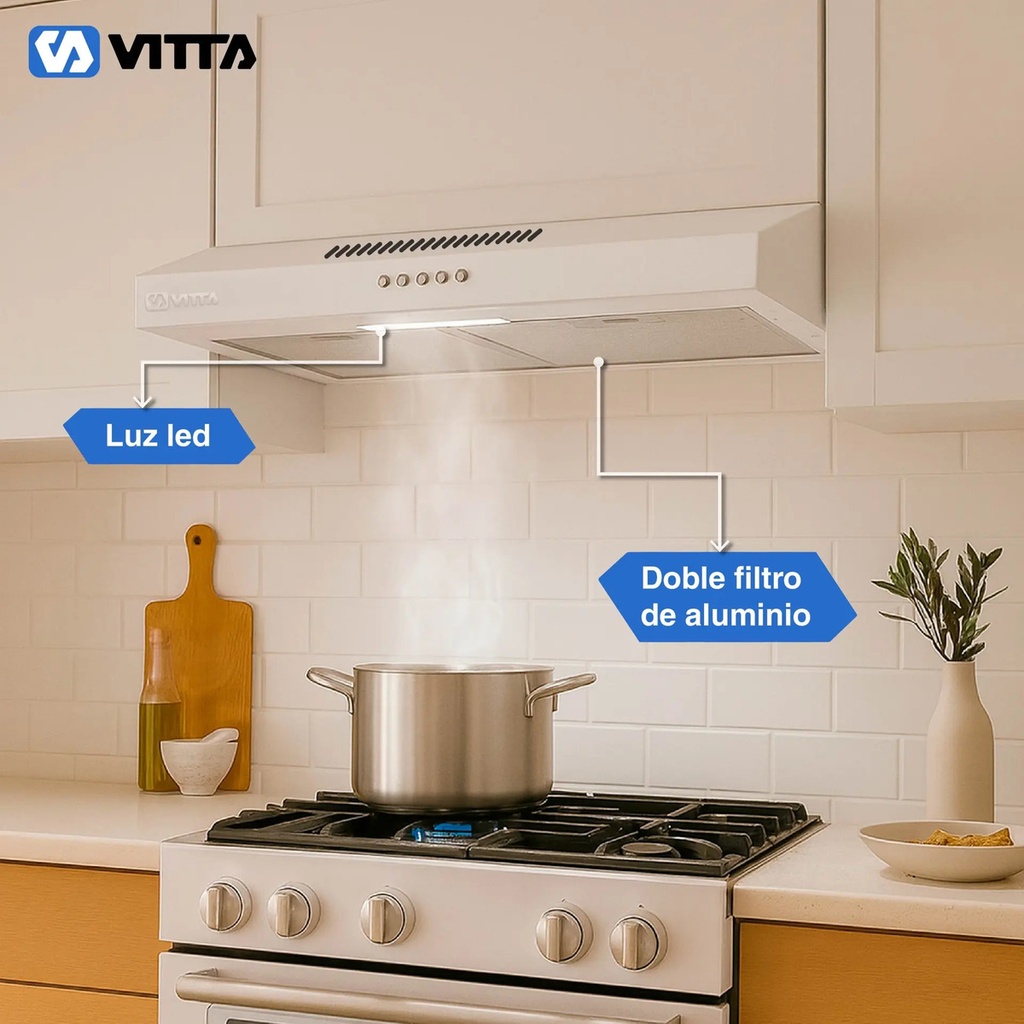 Extractor Purificador De Cocina 2 En 1 60cm Vitta Blanco