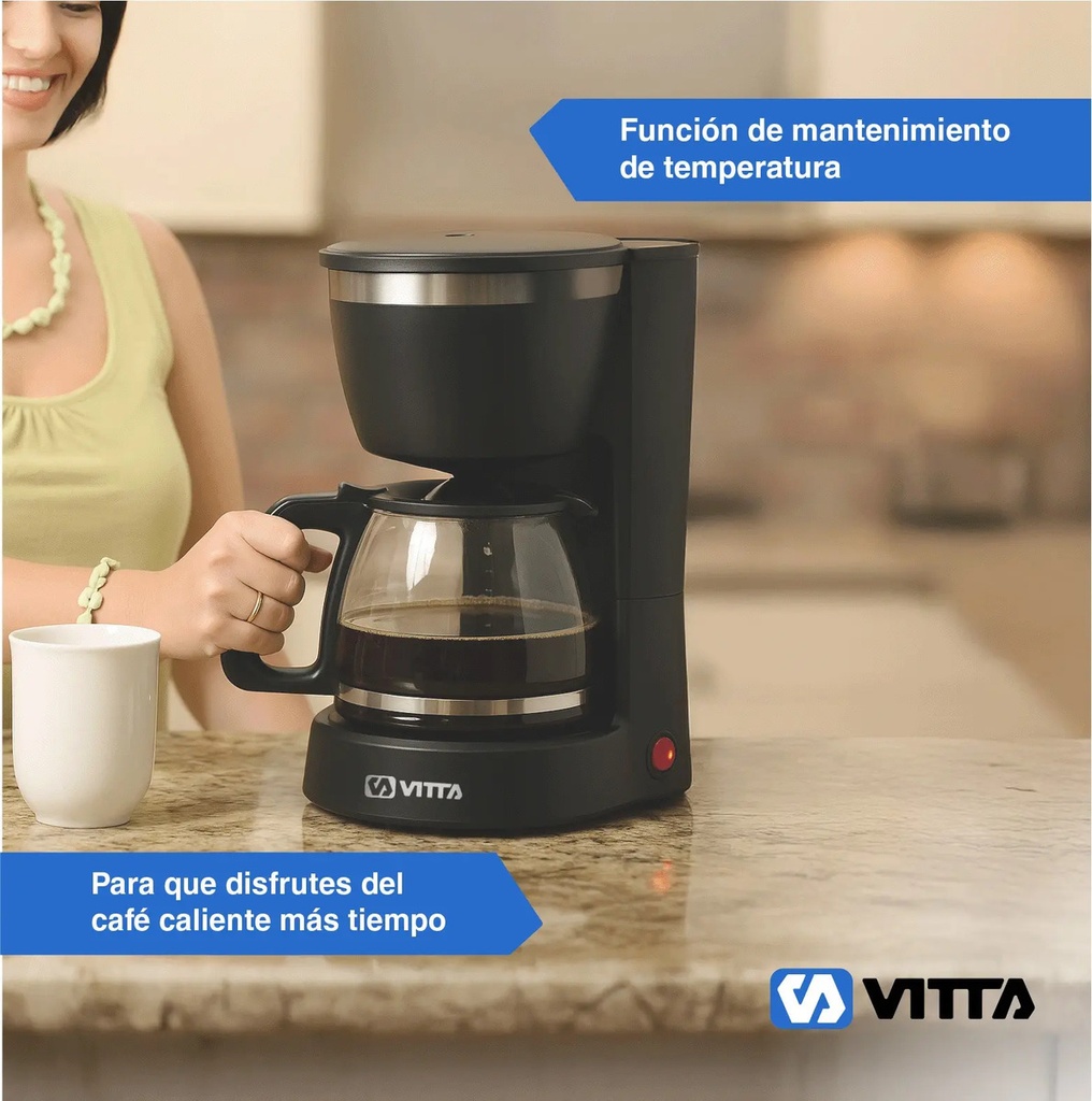 Cafetera De Filtro Semi-auto Vitta 6 Tazas Caf-cm08000t001 Negro
