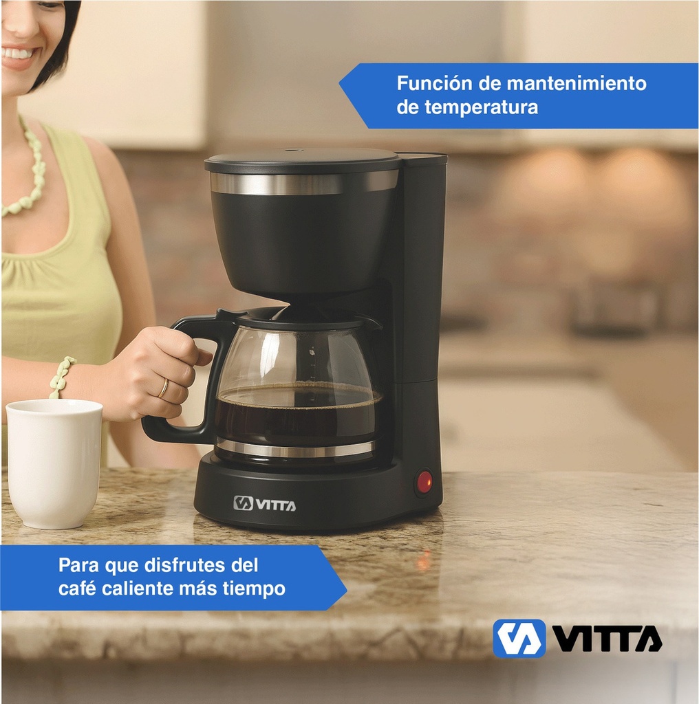 Cafetera De Filtro Semi-auto Vitta 6 Tazas Caf-cm08000t001 Negro