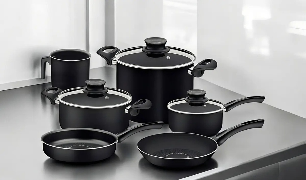 Bateria De Cocina 9 Piezas Paris Tramontina Teflon Color Negro