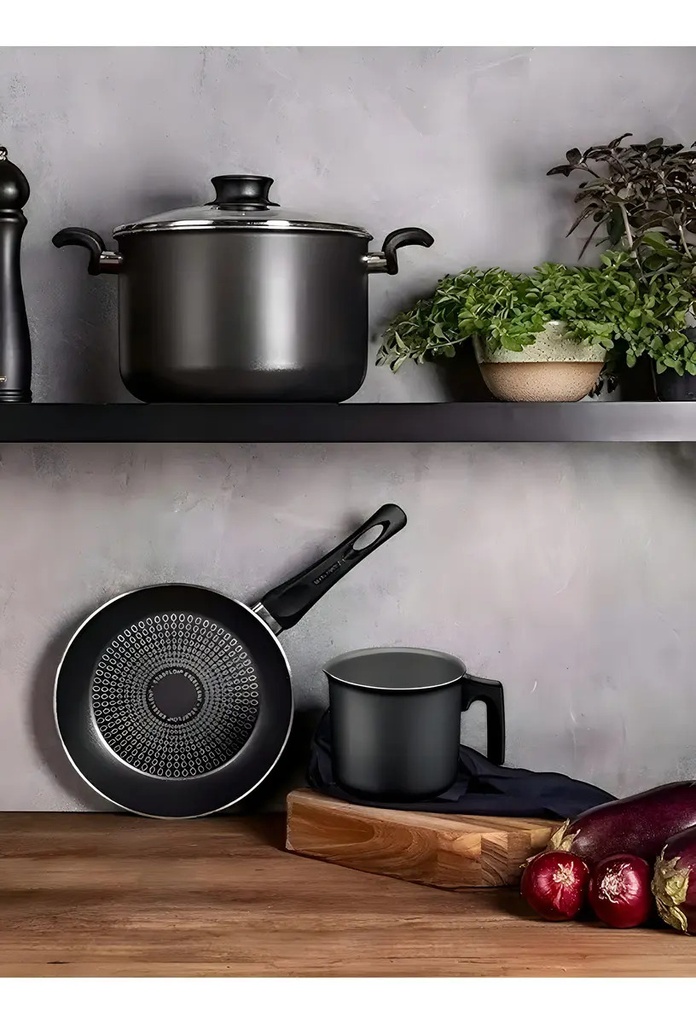 Bateria De Cocina 9 Piezas Paris Tramontina Teflon Color Negro