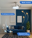 Ventilador Kanji De Techo Retractil C/luz Calida Y Fria 6vel 1.07 M 50 Plateado Transparentes Plástico 4