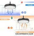 Ventilador De Techo Kanji Retráctil Negro 4 Aspas 6 Velocidades Luz Calida Natural Fria 1.15 M 50 Transparente Plástico