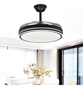 Ventilador De Techo Kanji Retráctil Negro 4 Aspas 6 Velocidades Luz Calida Natural Fria 1.15 M 50 Transparente Plástico