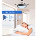 Ventilador De Techo Kanji Retráctil Negro 4 Aspas 6 Velocidades Luz Calida Natural Fria 1.15 M 50 Transparente Plástico