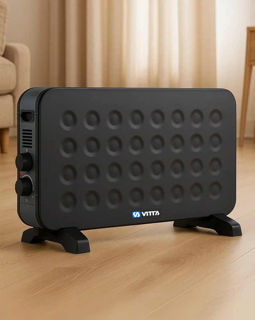Convector Calefactor Eléctrico Vitta 2000w Termostato 3 Vel Negro