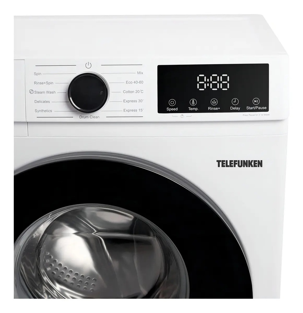 Lavarropas Telefunken Inverter Tfk-wmcfwt 6kg 11 Programas Pantalla Digital Color Blanco