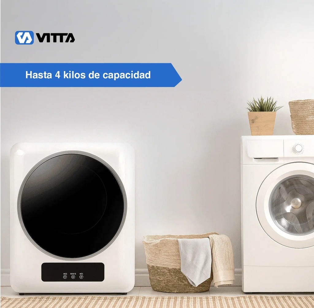 Secarropas Por Calor Vitta 4kg Panel Digital 4 Programas Blanco