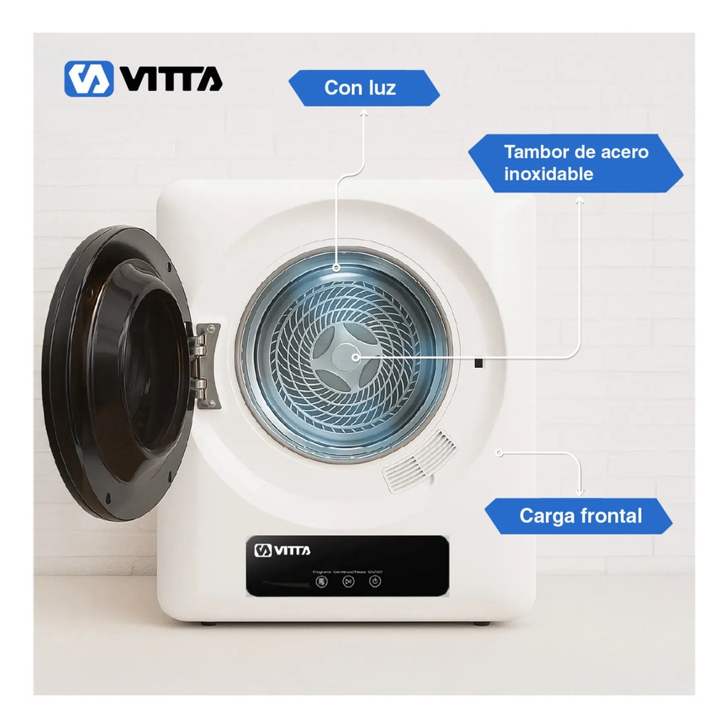 Secarropas Por Calor Vitta 4kg Panel Digital 4 Programas Blanco