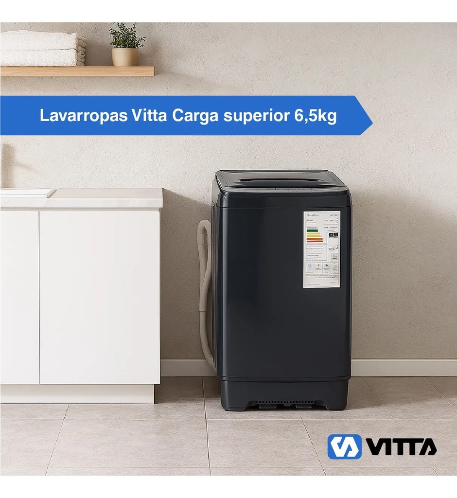 Lavasecarropas Vitta 6.5 Kg Automatico Silver Carga Superior Gris