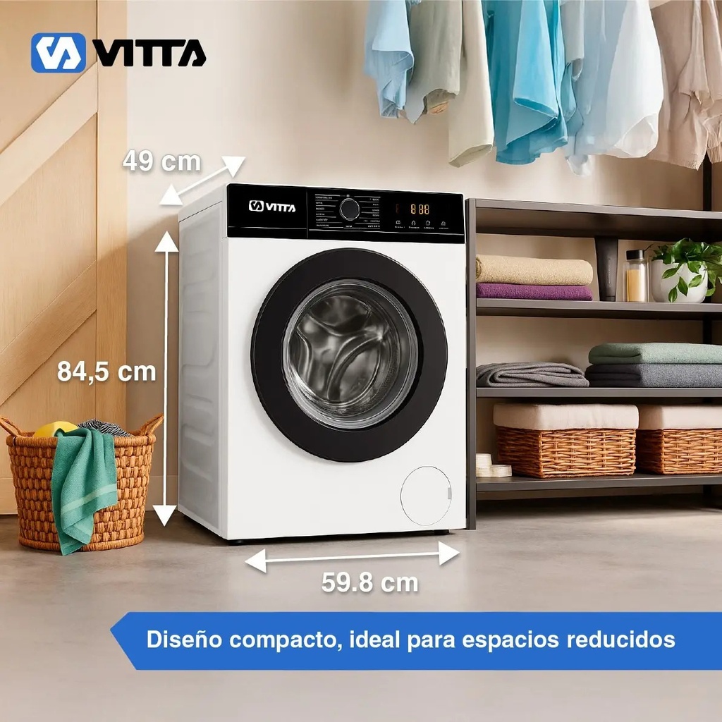 Lavarropas Vitta Inverter 8kg White 1200 Rpm Vit-wmcfwt8k Silver