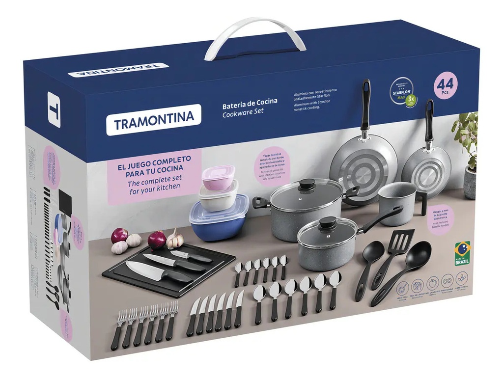 Batería De Cocina Tramontina 28399602 Con 44 Piezas Aluminio Plomo