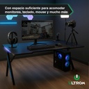 Escritorio Gamer Con Rgb Ultrom Fibra De Carbono Gt-2309 Negro
