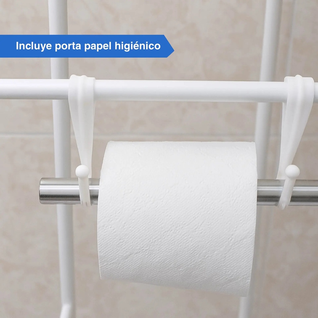 Mueble Organizador De Baño Vitta Inodoro 3 Estantes Bastidor Blanco