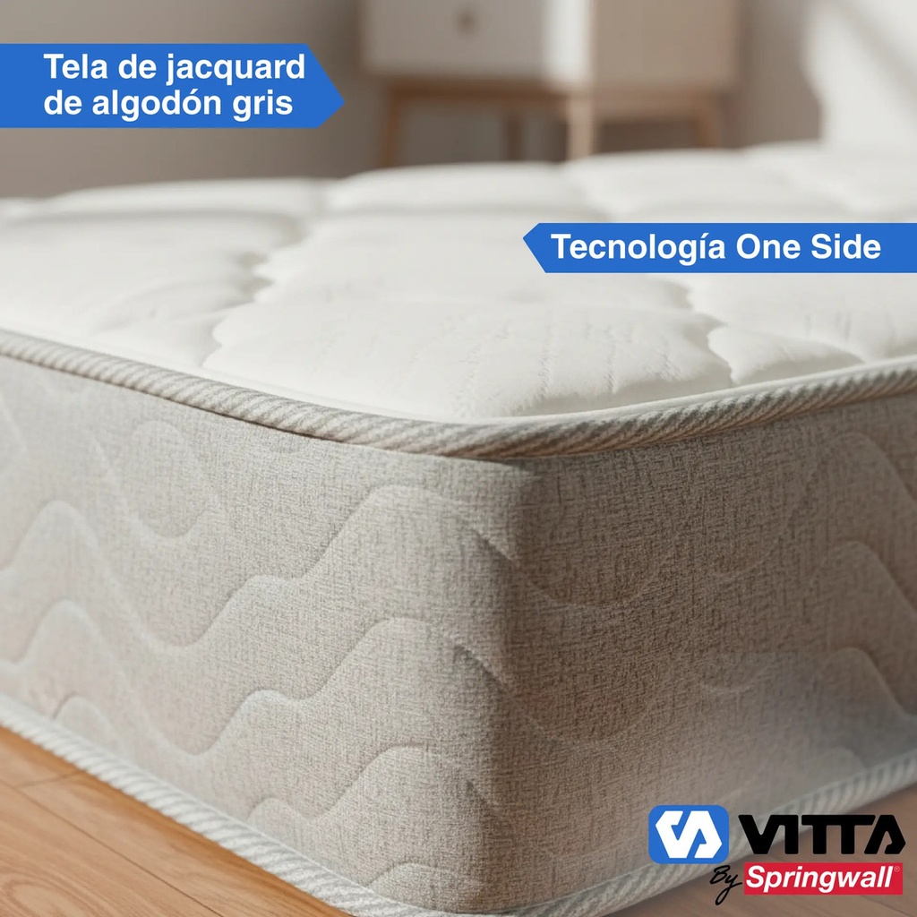 Colchon De Resorte Vitta Oasis 1 Plaza 80x190x23 Blanco