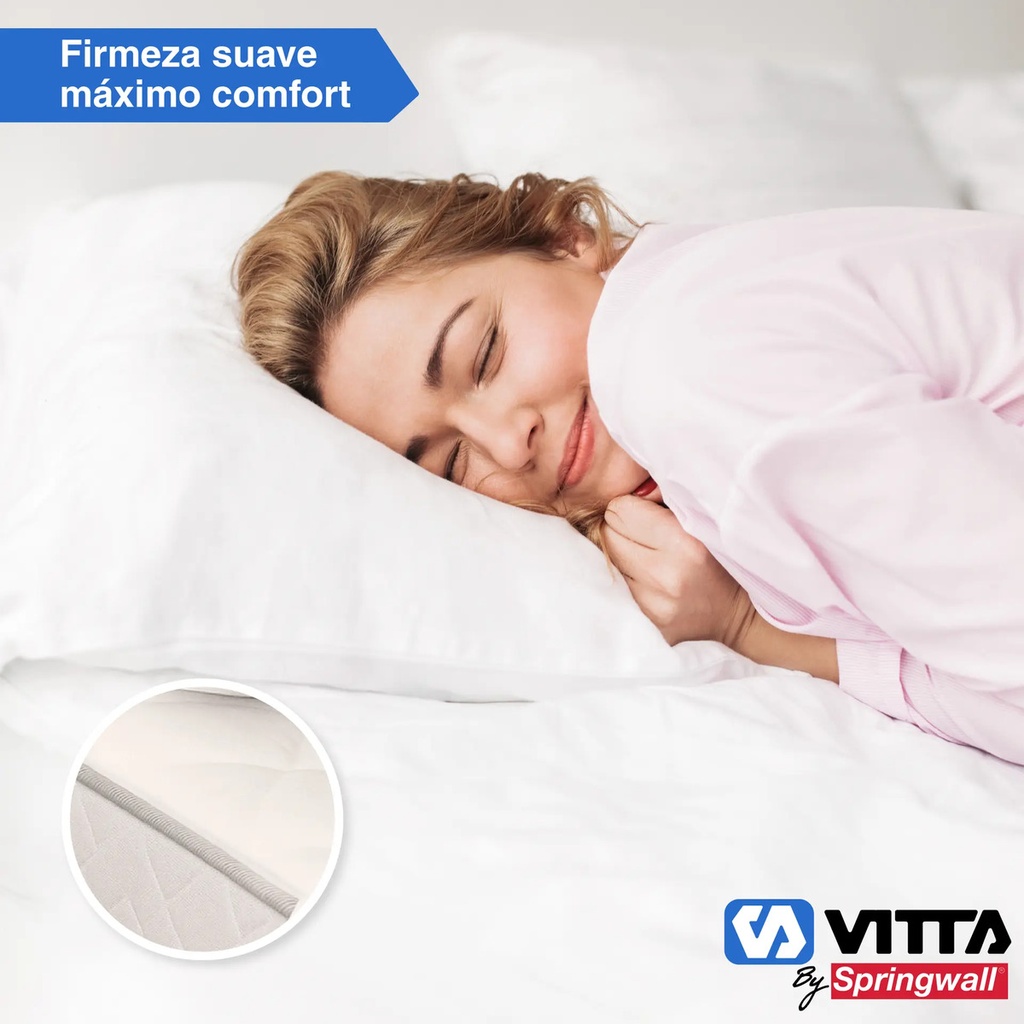 Colchon De Resorte Vitta Oasis 1 Plaza 80x190x23 Blanco