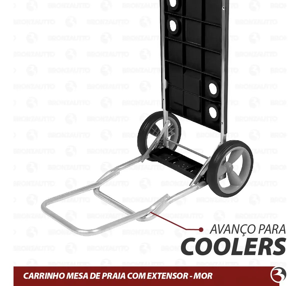Carrito Mor De Playa Aluminio Para Conservadora Y Reposera Negro