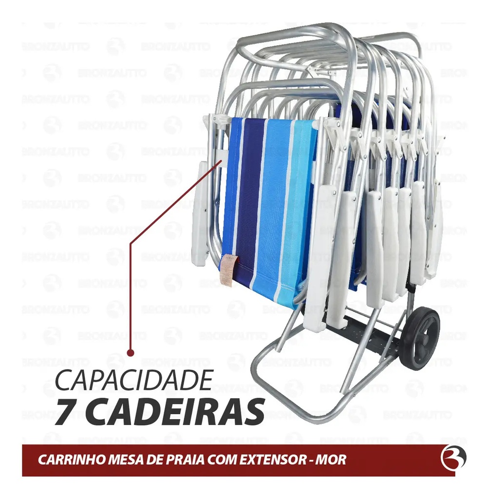Carrito Mor De Playa Aluminio Para Conservadora Y Reposera Negro